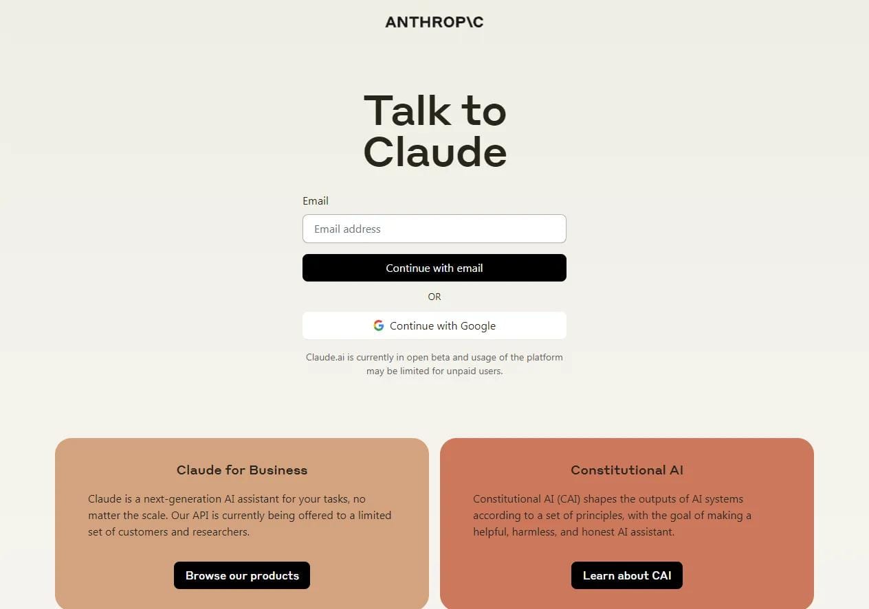 Claude AI chatbot website preview