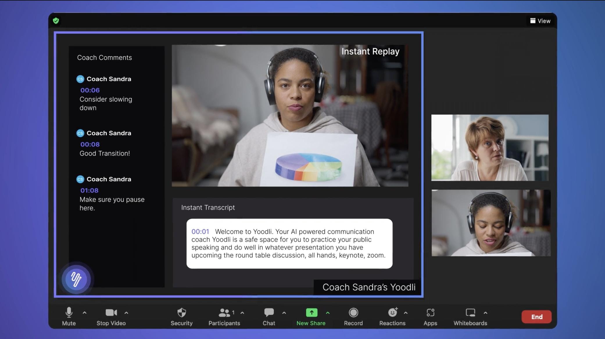 Yoodli AI tool interface for communication and interview practice